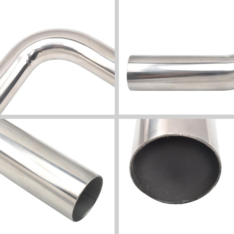 BIGREAT OD 2.5'' Inch (63MM) 90 Degree Bend Elbow Stainless Steel Turbocharger Pipe Tube Intercooler Pipe High Class Brushed Treatment Air Intake Tube Pipe Polished Universal-2PCS - Image 3